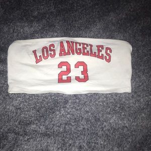 White Los Angeles jersey tube top